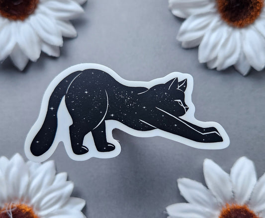 Stretching Galaxy Cat 3×1.5-Inch Exclusive Matte Sticker