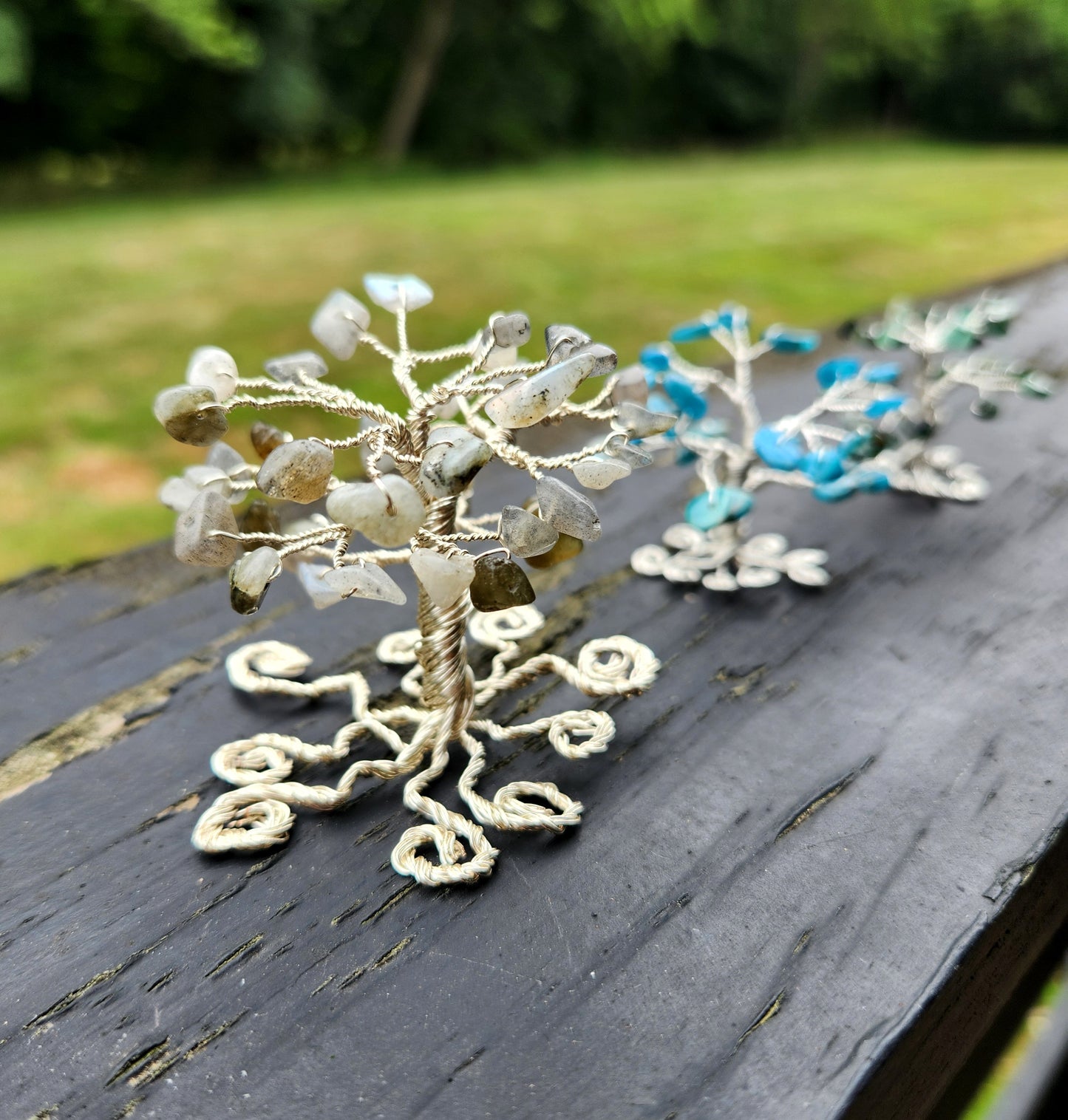 Custom Gemstone Silver Plaited Wire Wrapped Tree