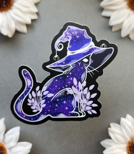 Witch Hat Cat 3x2.9-inch Matte Sticker