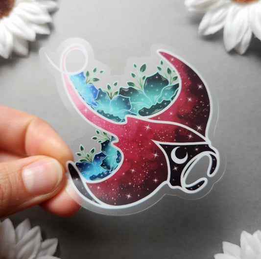 Clear Vinyl Pink Manta Ray 3x3-inch Matte Sticker