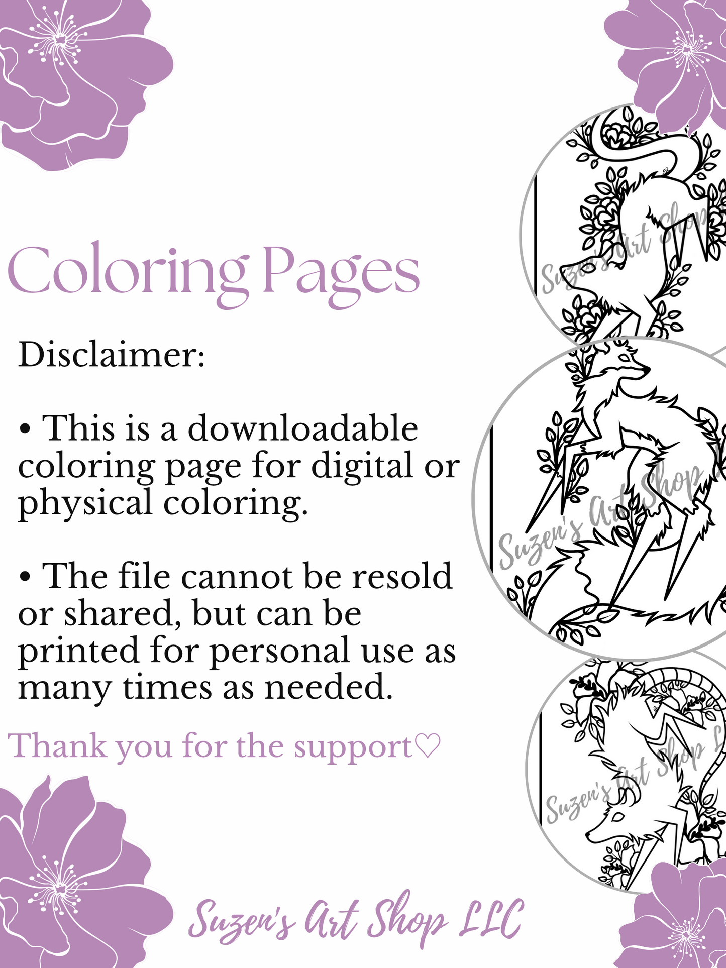 Leaf Fox 8×10-inch  Digital Download Coloring Page