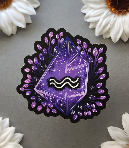 Amethyst Aquarius Zodiac 2.9x3-inch Matte Sticker