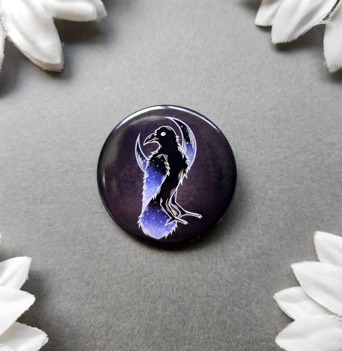 Purple Raven 1.5-inch Button Pin