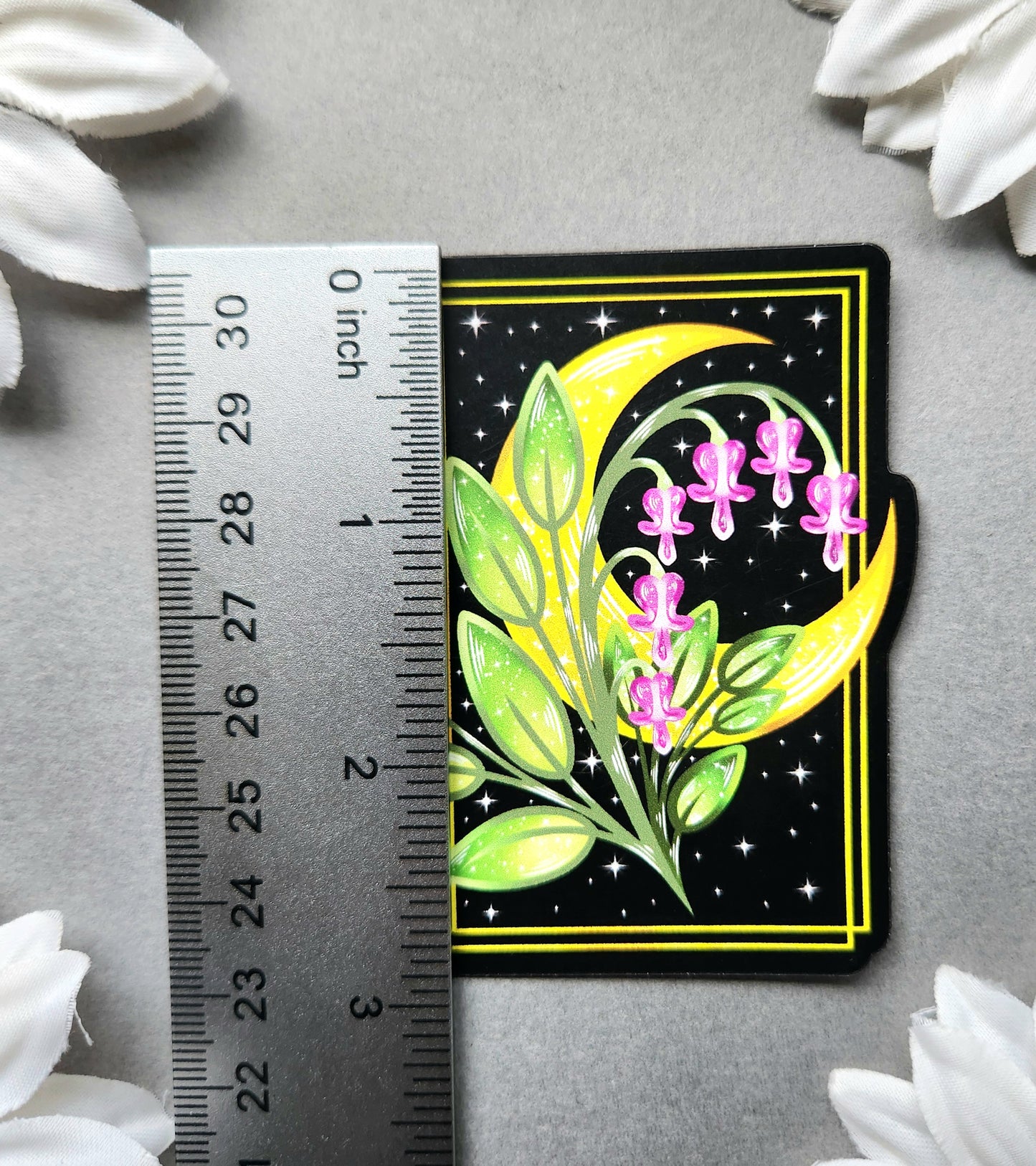 Magnet: Bleeding Heart Flower with Moon 2.5x3-inch Matte Magnet