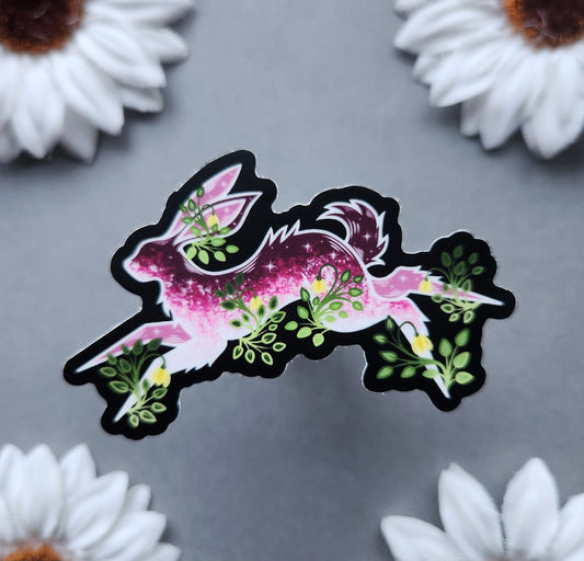 Yellow Snow Drop Jumping Bunny 3×2-Inch Matte Sticker