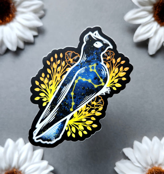 Stargazing Dragon Bird 2.5x3-inch Matte Sticker