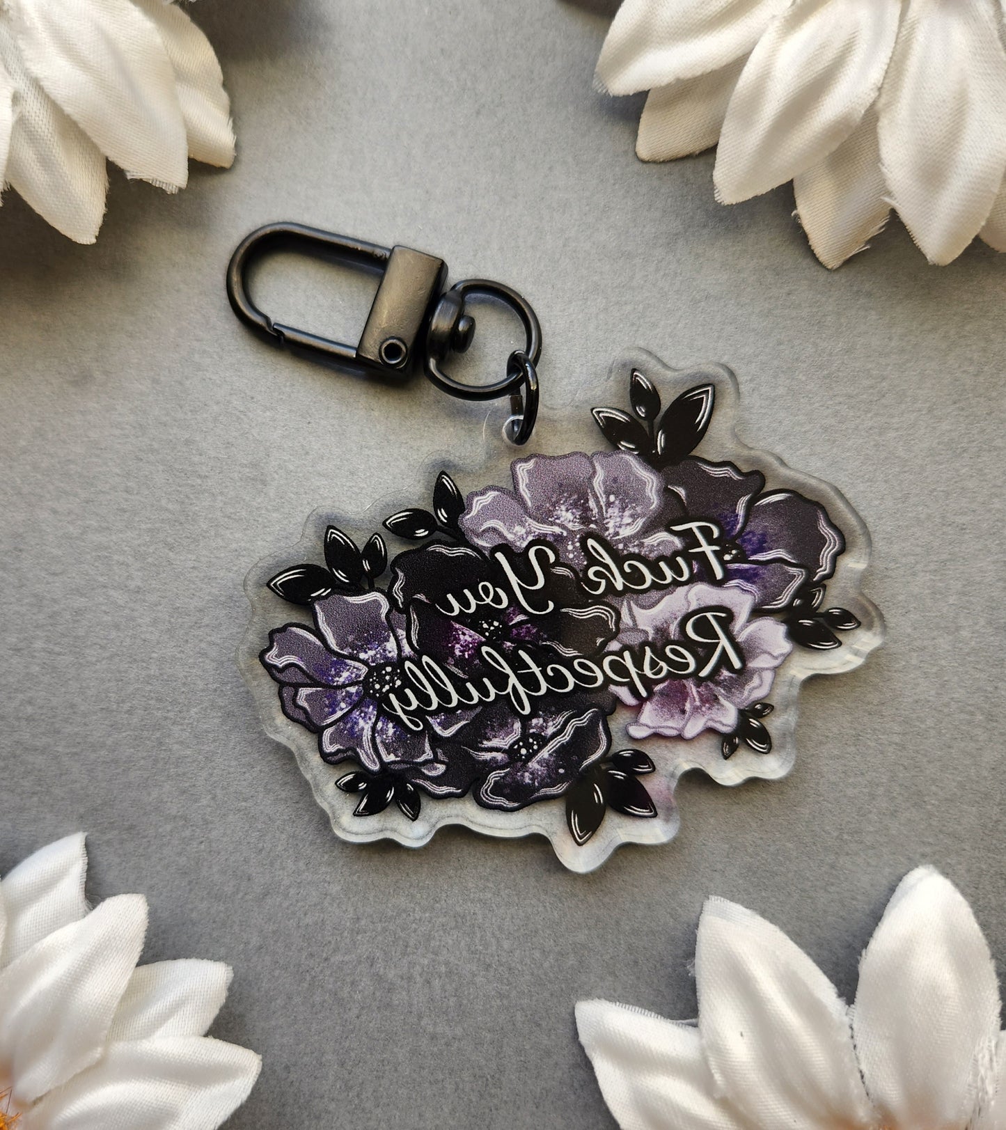 Flower Fuck You Respectfully 2.5-inch Acrylic Keychain