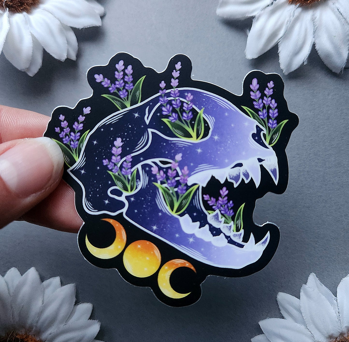 Lilac Cat Skull 2.9x3-inch Matte Sticker