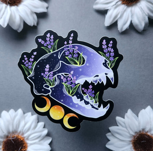 Lilac Cat Skull 2.9x3-inch Matte Sticker