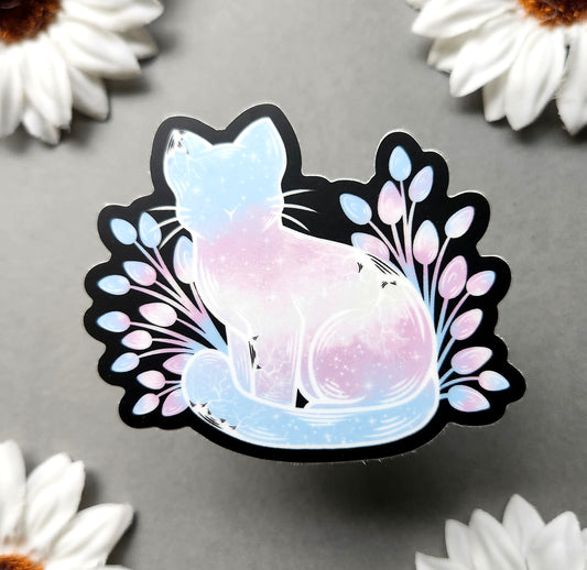 Trans Gender Galaxy Cat Matte 3x2.6-inch Sticker