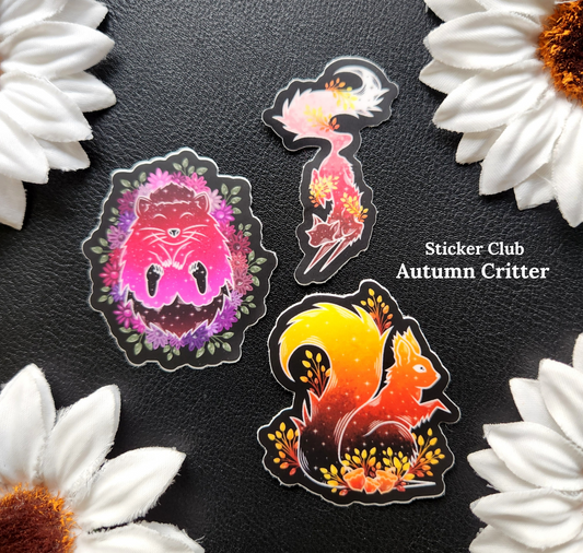 Autumn Critter November Mini 2-inch Sticker Club Bundle