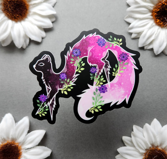 Pink Flower Ferret 3×2.7-inch Matte Sticker