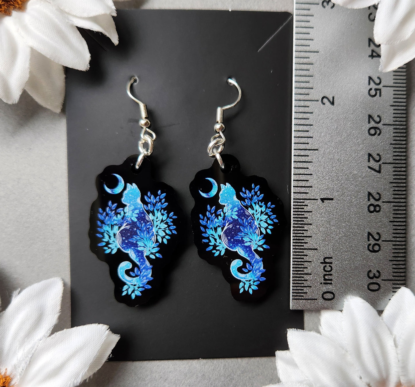 Blueberry Kitty 1.5-inch Acrylic Earrings