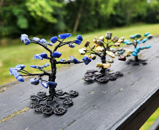 Custom Gemstone Black Plaited Wire Wrapped Tree