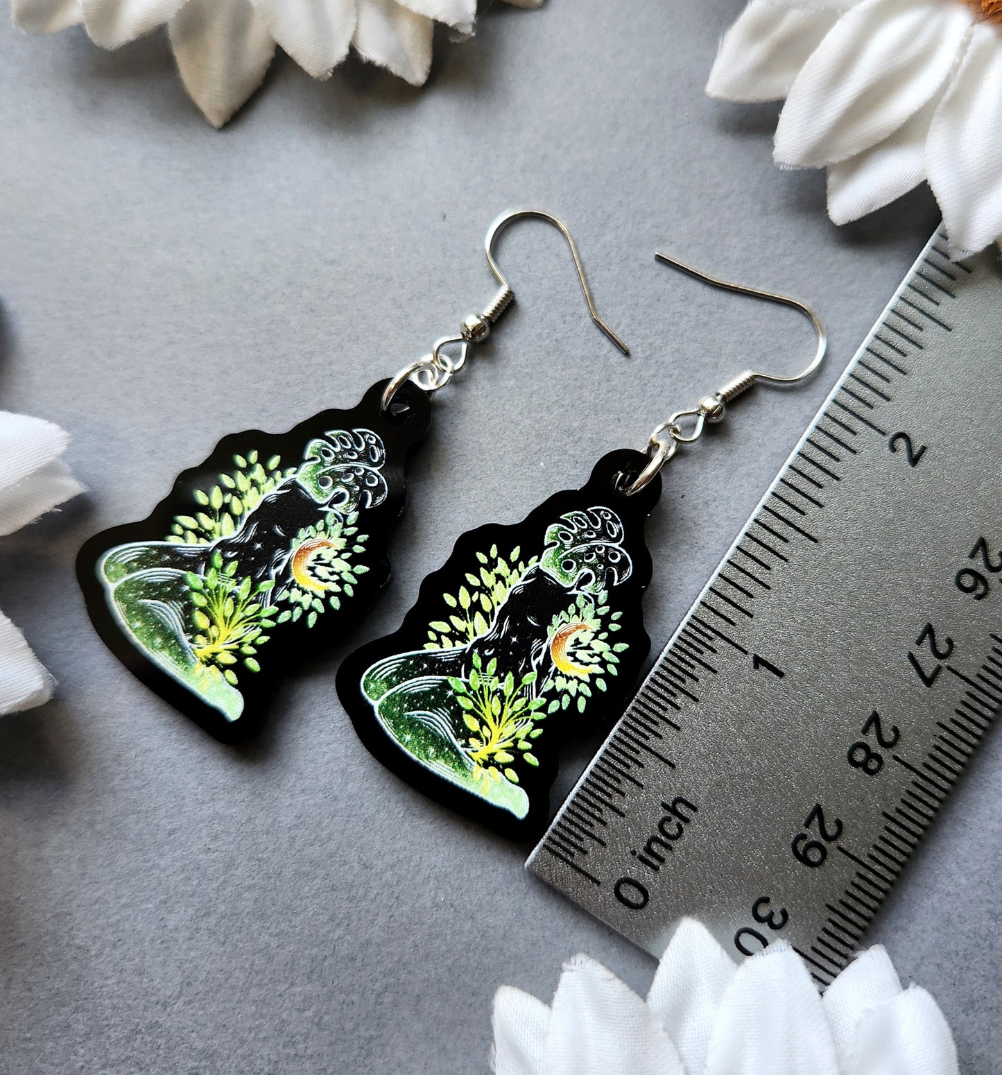 Monstera Woman 1.5-inch Acrylic Earrings