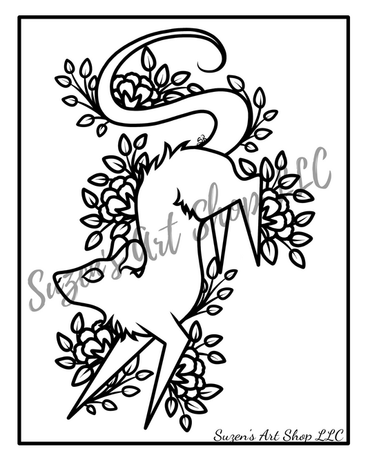 Chrysanthemum Mouse 8×10-inch Digital Download Coloring Page