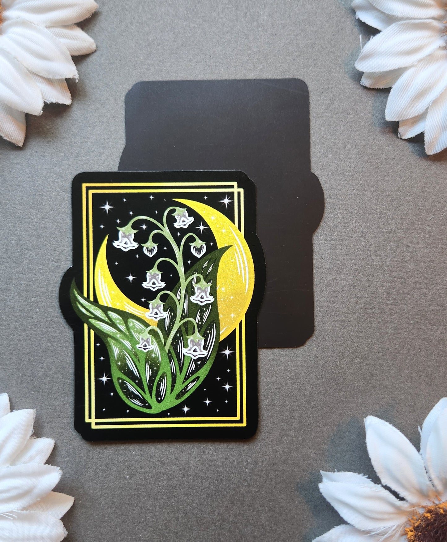 Magnet: Lilly of the Valley Flower with Moon 2.5x3-inch Matte Magnet