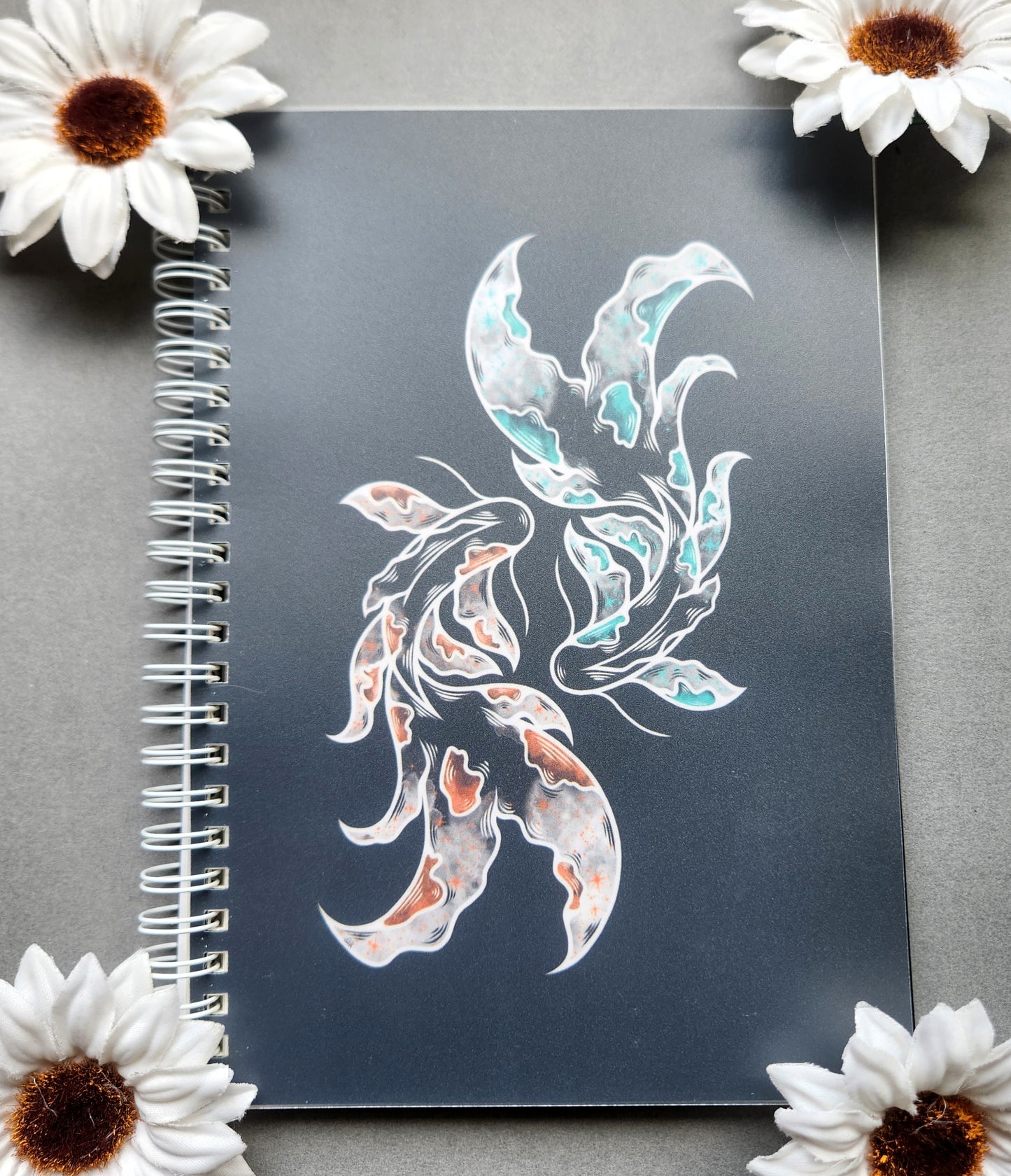 Tangerine and Teal Koi Fish Sticker Book