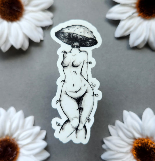 Mushroom Cap Woman Matte 1.3x3-inch Sticker