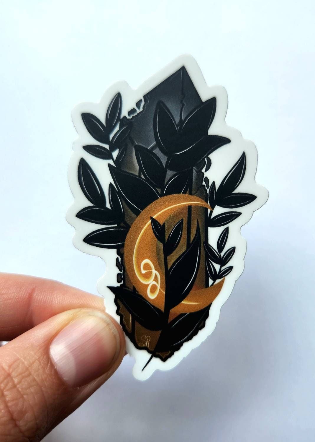 Tourmaline Crystal and Orange Moon Matte 1.9x3-inch Sticker