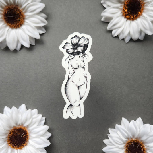 Flower Head Woman Matte 1.5x3-inch  Sticker