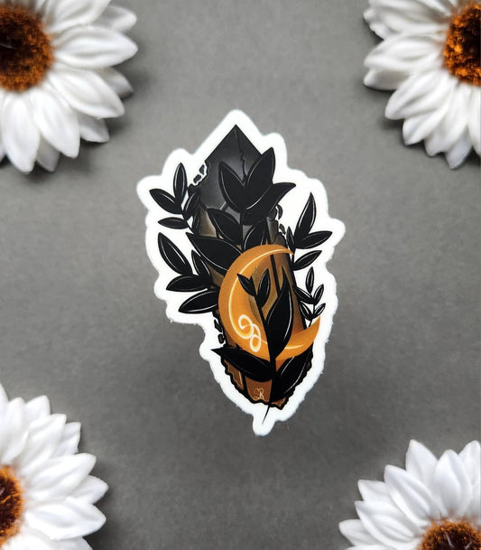 Tourmaline Crystal and Orange Moon Matte 1.9x3-inch Sticker