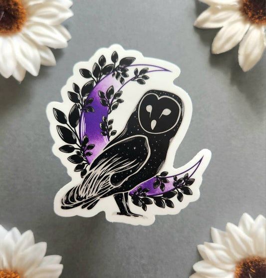 Galaxy Owl with Half Moon Matte 2.8x3-inch sticker