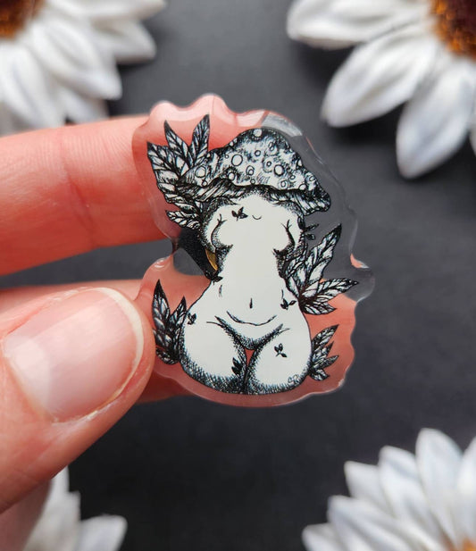 Thick Mushroom Woman 1.5-inch  Acrylic Pin