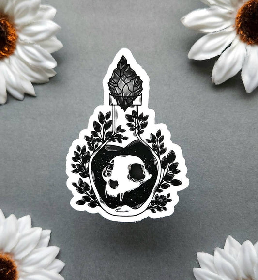 Cat Skull Spell Jar Matte 2.2x3-inch Sticker